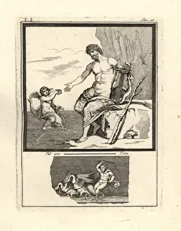 Antique Engravings For Sale Drucke: The Cyclops Polyphemus who fell in love with