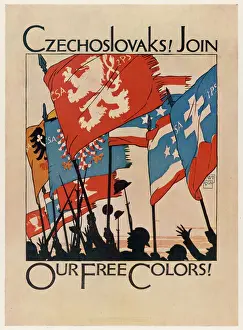 Drucke von Rekrutierungsplakate für Tschechen in den Vereinigten Staaten: Tschechoslowaken! Schließen Sie sich unseren Freien Farben an Propaganda-Plakate Drucke: Tschechoslowaken! Melden Sie sich an