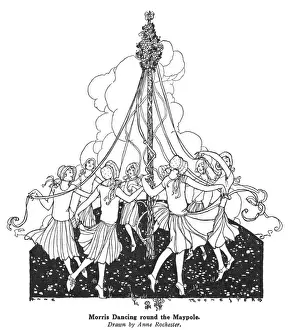 Maypole Dancing Drucke: Dancing Round Maypole