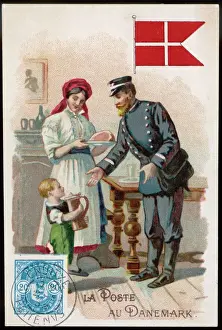 Vintage Postal Worker Drucke: Danish Postman