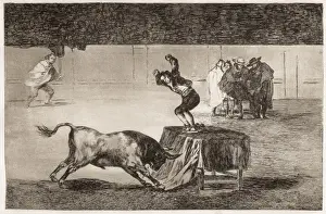 Spanish Historical Art Drucke: The daring of Martincho in the ring at Saragossa