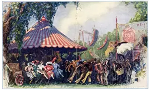 Drucke von Tage die gegangen sind – Appy Ampstead – Menschen genießen einen Bankfeiertag auf Hampstead Heath in Nordlondon wie von Webster Murray dargestellt. 1925 Hampstead Heath Drucke: Tage die gegangen sind - Appy Ampstead