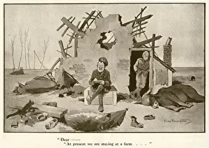 Bruce Bairnsfather Artwork Drucke: Dear -------- at present we are staying at a farm