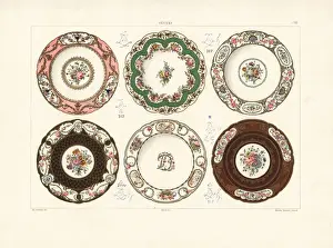 Vintage Chromolithograph Prints Drucke: Decorated plates