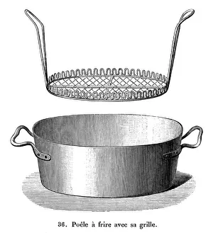 Drucke von Ein ovale Form schaffend tiefes Frittiergerät mit dem Entfernbare Korb zum Braten von Fisch und Pommes frites oder vielleicht sollte ich sagen französisch als 'pompe frites Küche Drucke: Tieffettbräter