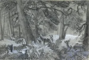 Raymond Sheppard Artwork Drucke: Deer in the forest