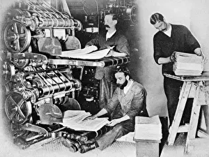 Historical Printing Equipment Drucke: Delivery of newspapers from the machine