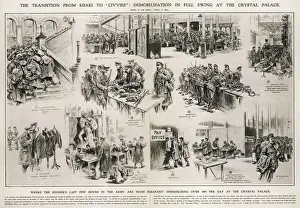 Drucke von Szenen im Kristallpalast am Ende des Ersten Weltkriegs zeigten Soldaten bei der Demobilisierung zu einer Rate von über 4.000 pro Tag Historische Ereignisse Drucke: Entmilitarisierung nach WWI