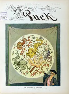 Puck Magazine Illustration Drucke: The democratic microbes