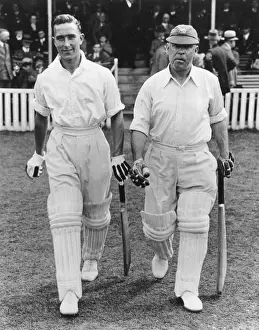 Middlesex Drucke: Denis Compton und Patsy Hendren im The Oval, London