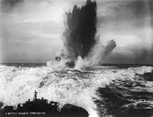 Royal Navy Vessel Drucke: A Depth Charge Exploding