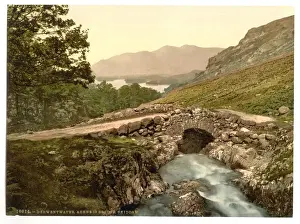 See Drucke: Derwentwater, Ashnessbrücke und Skiddaw im Nationalpark Cumbria in der Grafschaft Cumbria