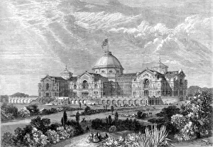 Drucke von Grabenwerk zeigend das Äußere eines vorgeschlagenen Designs für den Alexandra-Palast in London, produziert im Jahr 1864 Verwandte Bilder Drucke: Entwurf für das Alexandra-Palast in London, 1864