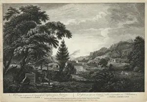 US Rural Landscape Drucke: A design to represent the beginning and completion of an Ame