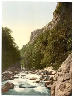 Photochrom Prints From Germany Drucke: Devils Bridge, Bodethal, Germany