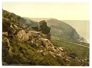 Coloured Photochrom Prints UK Drucke: The Devils Cheesewring in the Valley of Rocks, Lynton and L