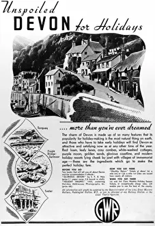 Great Western Railway Advertising Drucke: Devon for holidays