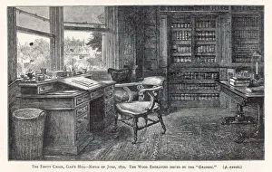 Drucke von Sein Haus in Gadshill Seine Schreibtisch und leere Stuhl nach seinem Tod am 9. Juni 1870 D Drucke: Shakespeare / Leere Stuhl