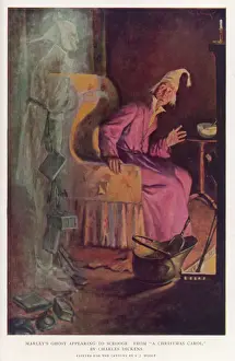 Drucke von Schnürchen erhält eine Besuch von dem Geist des Jakob Marley, seinem ehemaligen Geschäftspartner D Drucke: Auch Dickens - Weihnachtsgeschichte