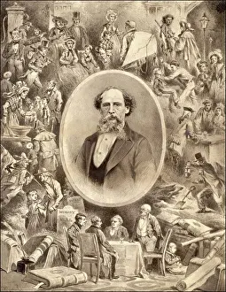 Drucke von Karl Dickens Schriftsteller Verwandte Bilder Drucke: Dickens und seine Schöpfungen