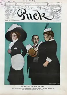 Puck Magazine Illustrations Online Drucke: Did she fall or was she on?