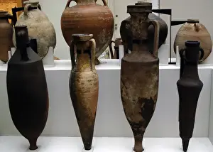 Drucke von Verschiedene Arten von Amphoren Antike Töpferei Drucke: Verschiedene Arten römischer Amphoren aus dem 2.-3.Jh.v Chr