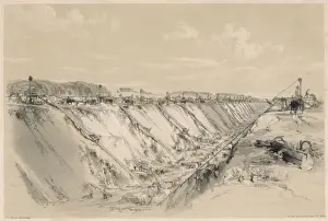 19th Century Transport Drucke: Digging a Rail Cutting