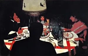 Symbolism Art Drucke: Dinner, By Lamplight