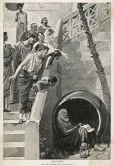 Ancient Greek Philosophers Drucke: Diogenes in his Barrel