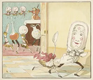 Hand Coloured Engravings UK Drucke: Dish & Spoon / Hey Diddle