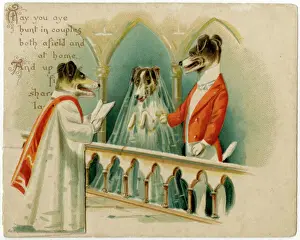 Late 19th Century Prints Drucke: Dogs Get Married