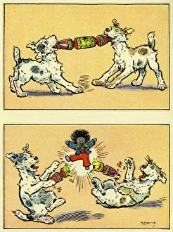 Hunde ziehen Weihnachtsgurken.