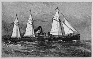 Vintage Marine Transport Drucke: Dolphin Steamer