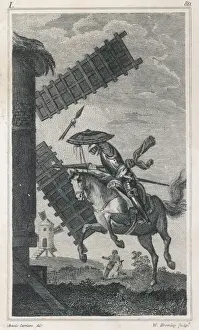 Don Quijote angreift eine Windmühle