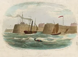 Victorian Era Maritime Art Drucke: Dover Harbour 1850