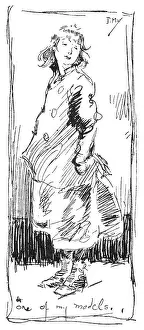 Victorian Era Artists Drucke: Drawing by Phil May of one of his models