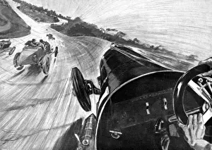 Early 20th Century Racing Drucke: Drivers view at Brooklands