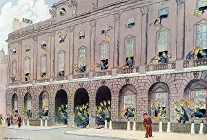 Geld Drucke: Jemand werft einen Sechspennig in der Nähe von Somerset-Haus - H.M. Bateman