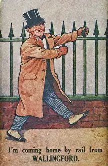 Vintage Comic Illustrations Drucke: Drunken man on a comic postcard