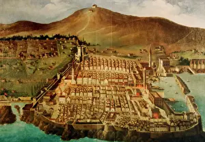 Drucke von Dubrovnik, Stadtplan vor dem Erdbeben von 1667, Kroatien Kroatien Drucke: Dubrovnik, Karte der Stadt vor dem Erdbeben von 1667