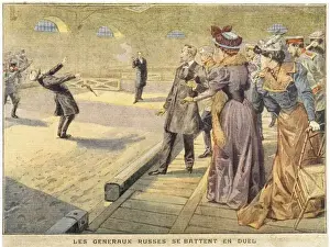 Vintage Military Illustration Drucke: Duel Russian Generals