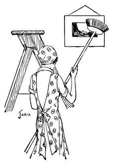 Vintage Domestic Scene Drucke: SHE DUSTS