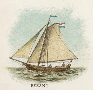 19th Century Sailing Boats Drucke: Dutch Bezant