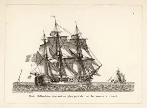 Vintage Sailing Vessel Drucke: DUTCH FLUTE SHIP