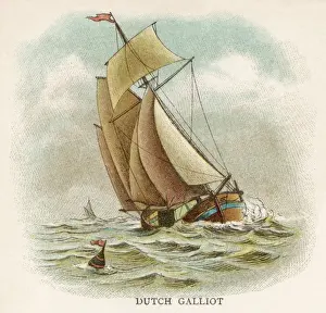 19th Century Sailing Vessels Drucke: Dutch Galliot