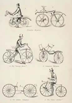 Radfahren Drucke: Frühe Fahrräder