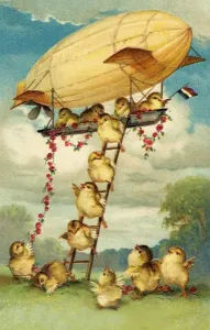 Ostern Drucke: Kuh und Luftschiff