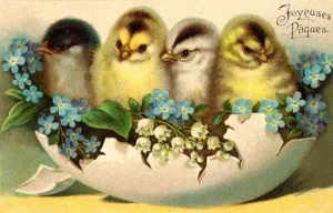 Easter Holiday Decor Drucke: Chicks and Flowers