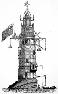 Eddystone Lighthouse Drucke: The Eddystone Lighthouse of 1698