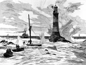 Plymouth Hoe Drucke: The Eddystone Lighthouse, 1879